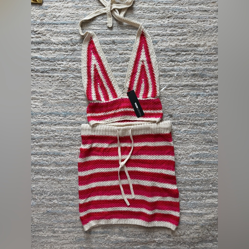 NWT - Striped Knit Two-Piece Set - Fashion Nova - Picture 2 of 7